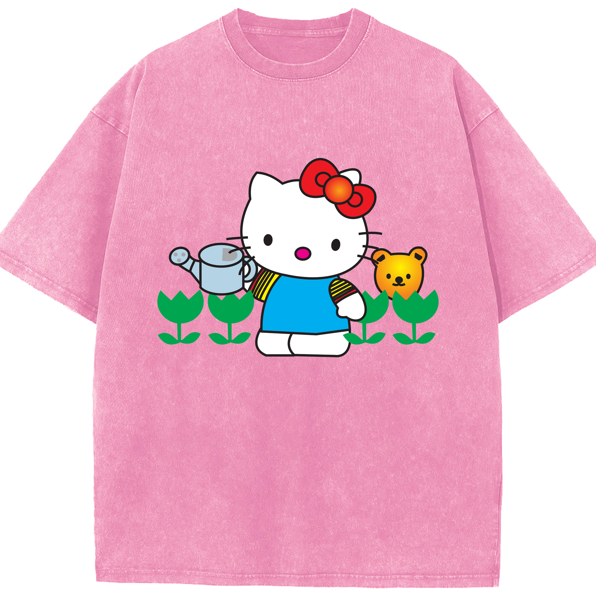 （画像用） Hello Kitty ハローキティ 綿100% ヴィンテージ風 半袖Tシャツ（フロントプリント）